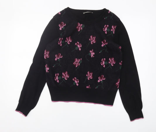 Oasis Women's Black Floral Jumper Pullover M