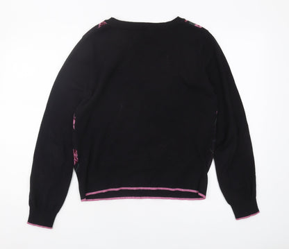 Oasis Women's Black Floral Jumper Pullover M