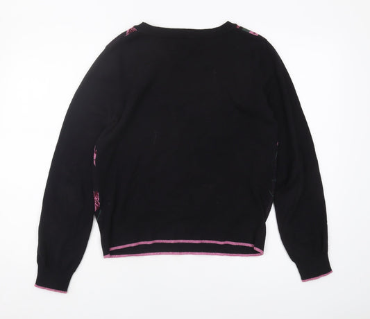 Oasis Women's Black Floral Jumper Pullover M
