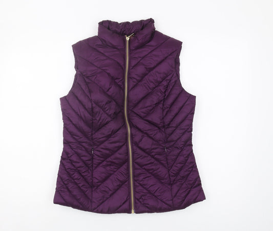 M&Co Women's Purple Quilted Waistcoat Size 10