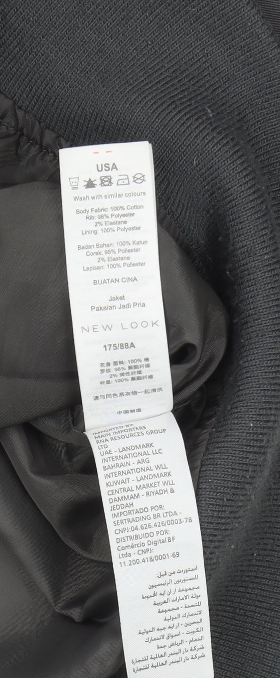 Mens UK Size S New Look Black Bomber Jacket