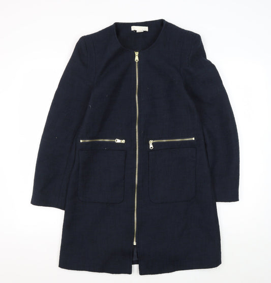 H&M Women's Blue Blazer, Size 10, Regular Fit, Zip Closure