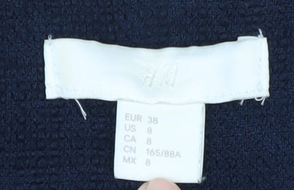 H&M Women's Blue Blazer, Size 10, Regular Fit, Zip Closure