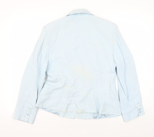 Jaeger Women's Blue Blazer UK 8, Business Single Breasted