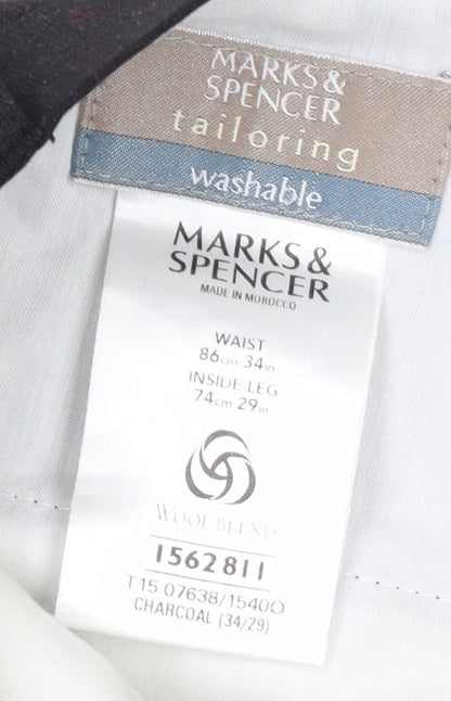 Marks and Spencer Black Men's Trousers, 34W, Formal