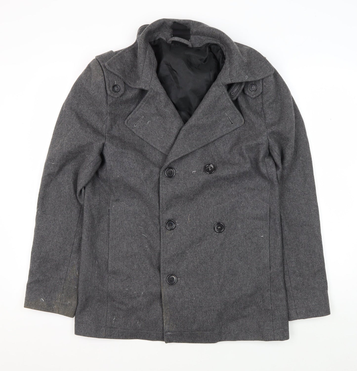 Mens UK Size S Topman Grey Pea Coat