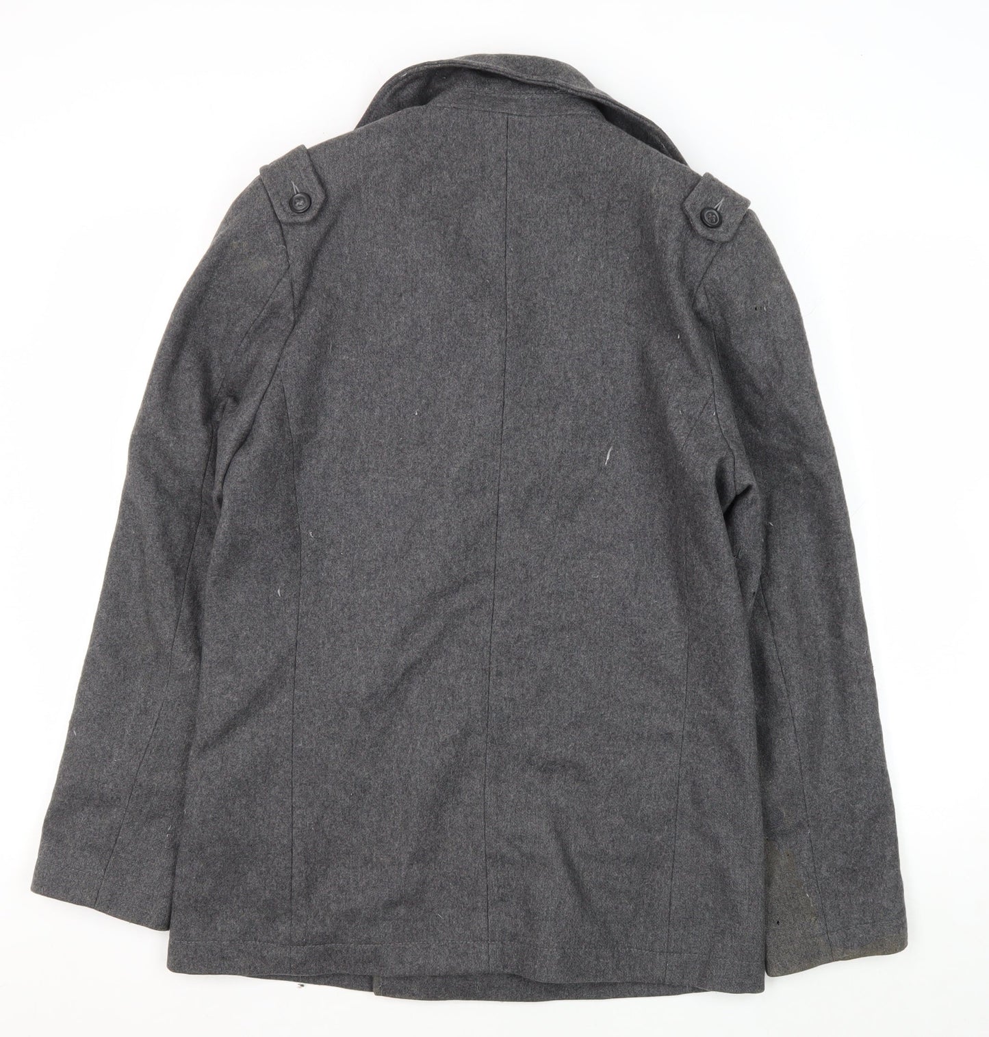 Mens UK Size S Topman Grey Pea Coat