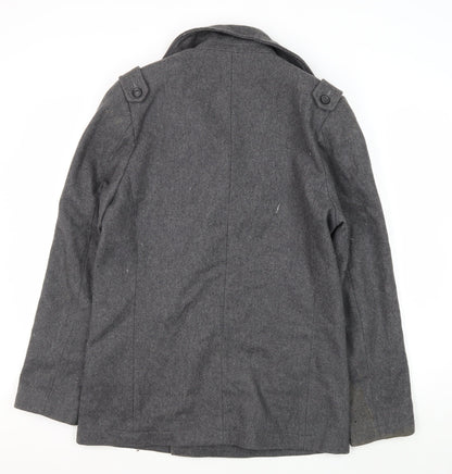 Mens UK Size S Topman Grey Pea Coat