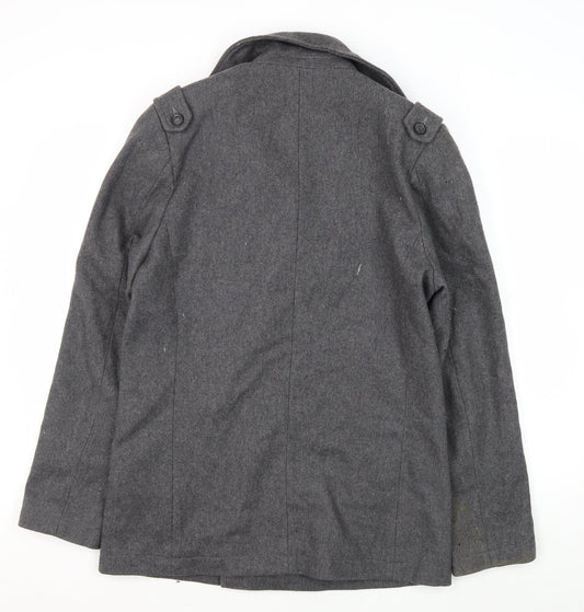 Mens UK Size S Topman Grey Pea Coat