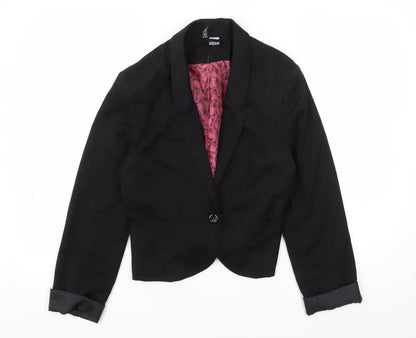 H&M Women's Black Blazer Size 14, Notch Lapel