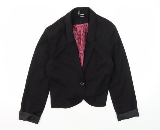 H&M Women's Black Blazer Size 14, Notch Lapel