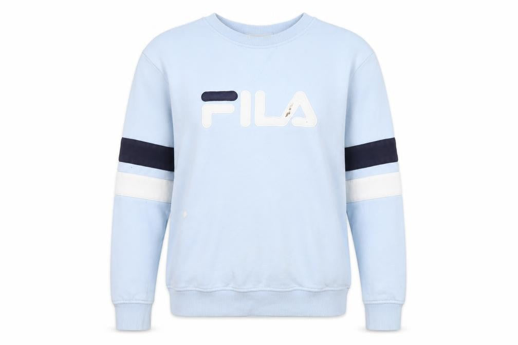 Front view of Fila unisex blue pullover sweatshirt, size 12