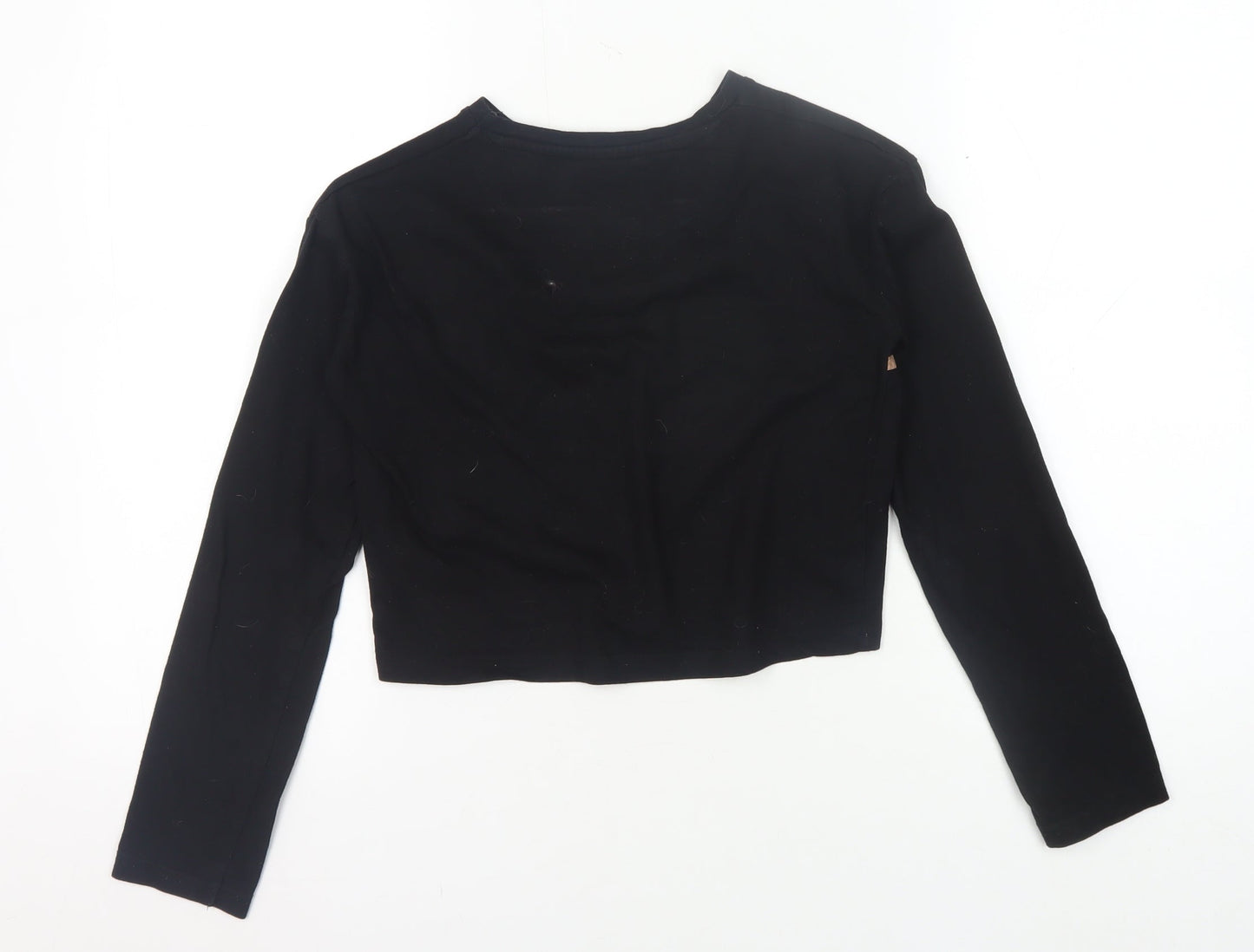 Firetrap Girls Black Cropped T-Shirt 9-10 Yrs Studded Graphic
