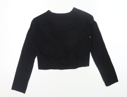 Firetrap Girls Black Cropped T-Shirt 9-10 Yrs Studded Graphic