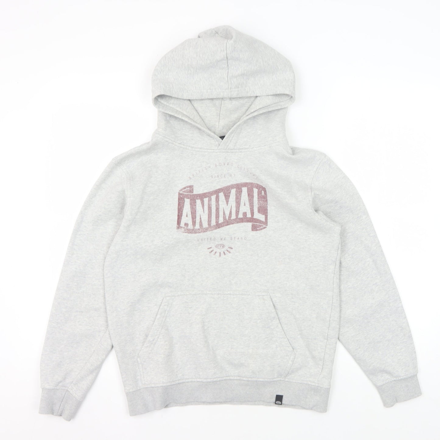 Animal Boys Grey Hoodie, 11-12 Years, Cotton Pullover