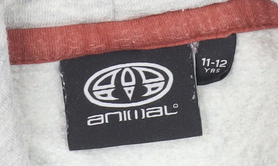 Animal Boys Grey Hoodie, 11-12 Years, Cotton Pullover