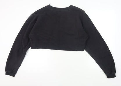 Superdry Women's Black Cropped Sweatshirt Size 16 Pullover