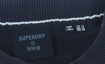 Superdry Women's Black Cropped Sweatshirt Size 16 Pullover