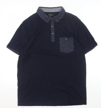 Jasper Conran Men's Black Polo, Medium, Cotton, Casual