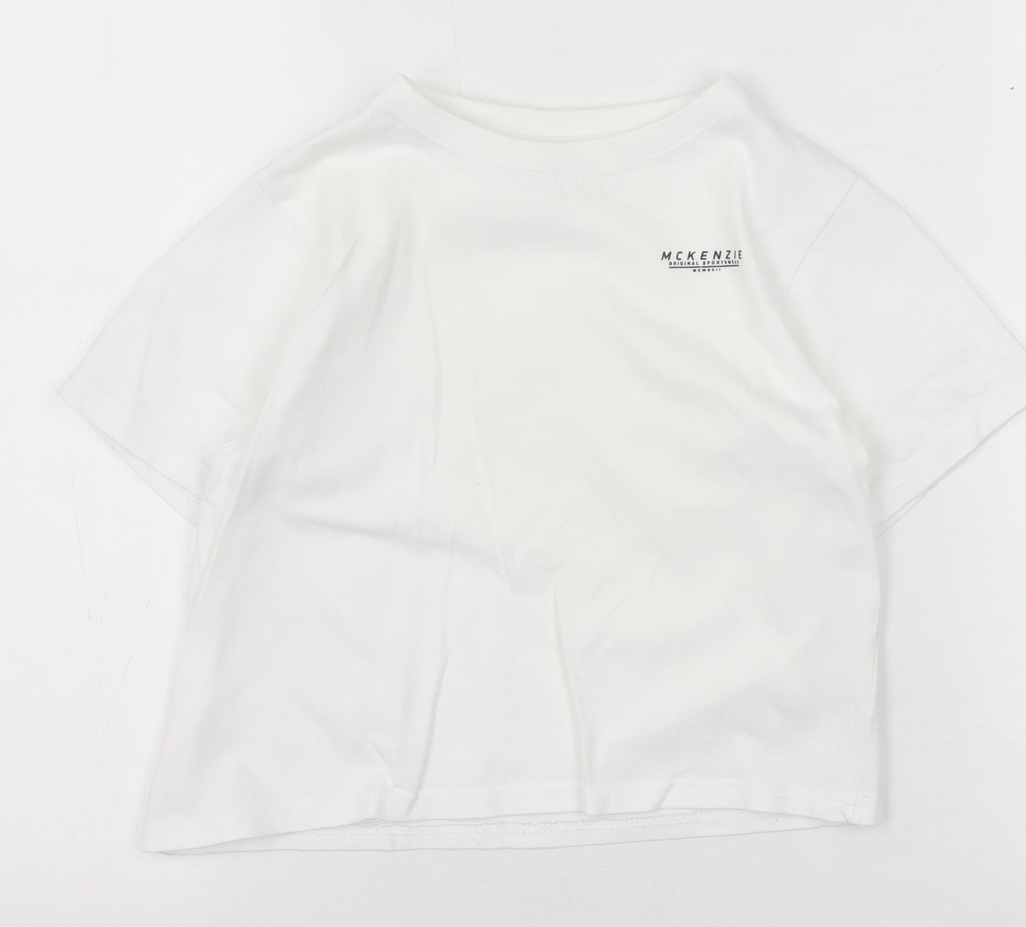 McKenzie Boys White 7-8 T-Shirt Short Sleeve Crew Neck