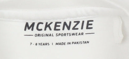 McKenzie Boys White 7-8 T-Shirt Short Sleeve Crew Neck