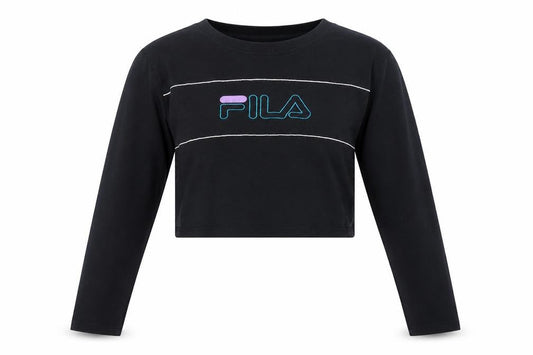 Womens UK Size L FILA Black Cropped T-Shirt
