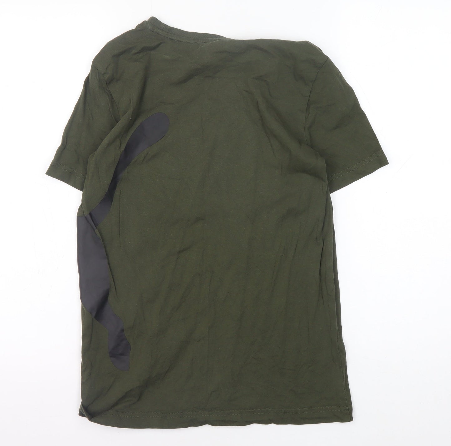 Puma Boys Green T-Shirt, Crew Neck, Logo, Size 11-12 Years