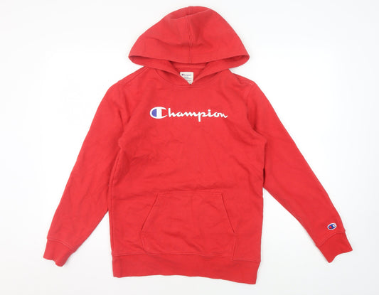 Additional front view of Champion Teens Red Pullover Hoodie - Logo, L
