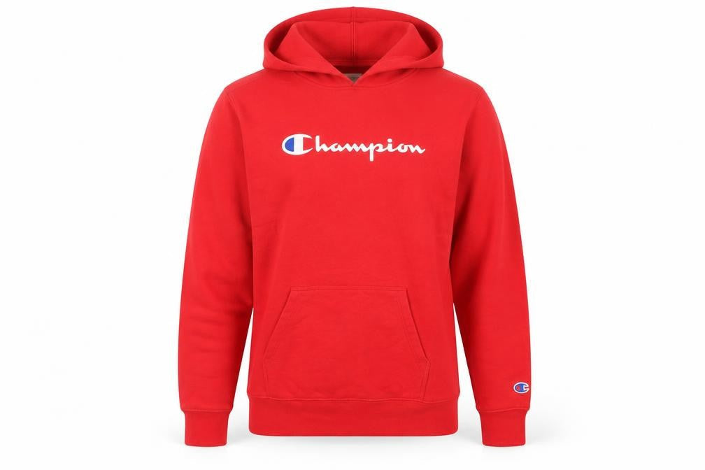Front view of Champion Teens Red Pullover Hoodie - Logo, L