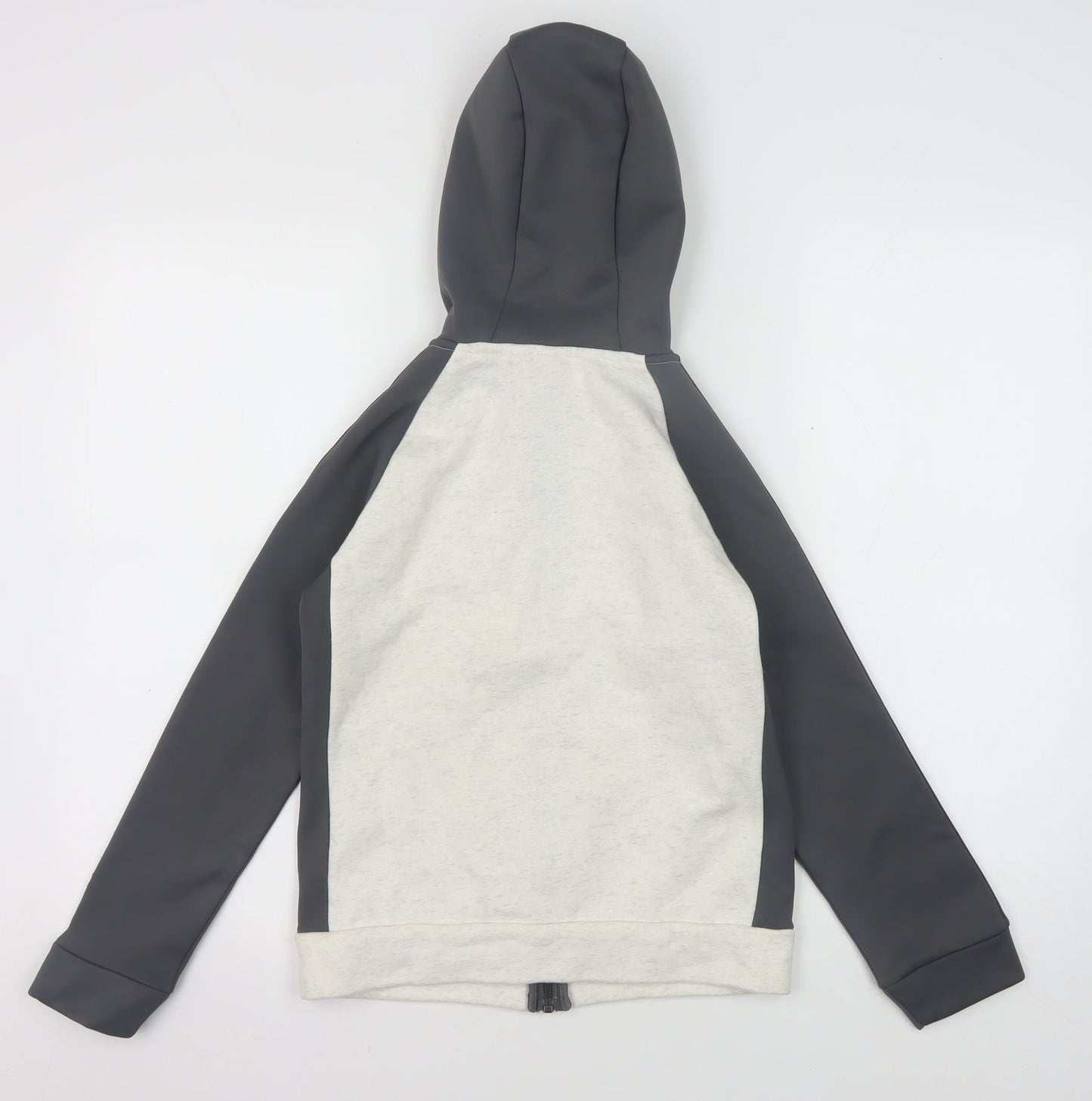 Adidas Boys Full Zip Hoodie, Black Grey, 9-10 Years