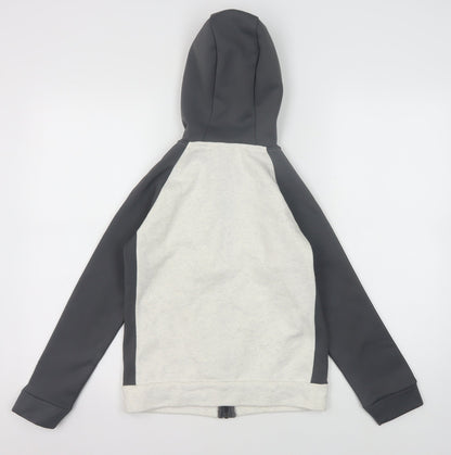 Adidas Boys Full Zip Hoodie, Black Grey, 9-10 Years