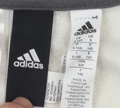 Adidas Boys Full Zip Hoodie, Black Grey, 9-10 Years