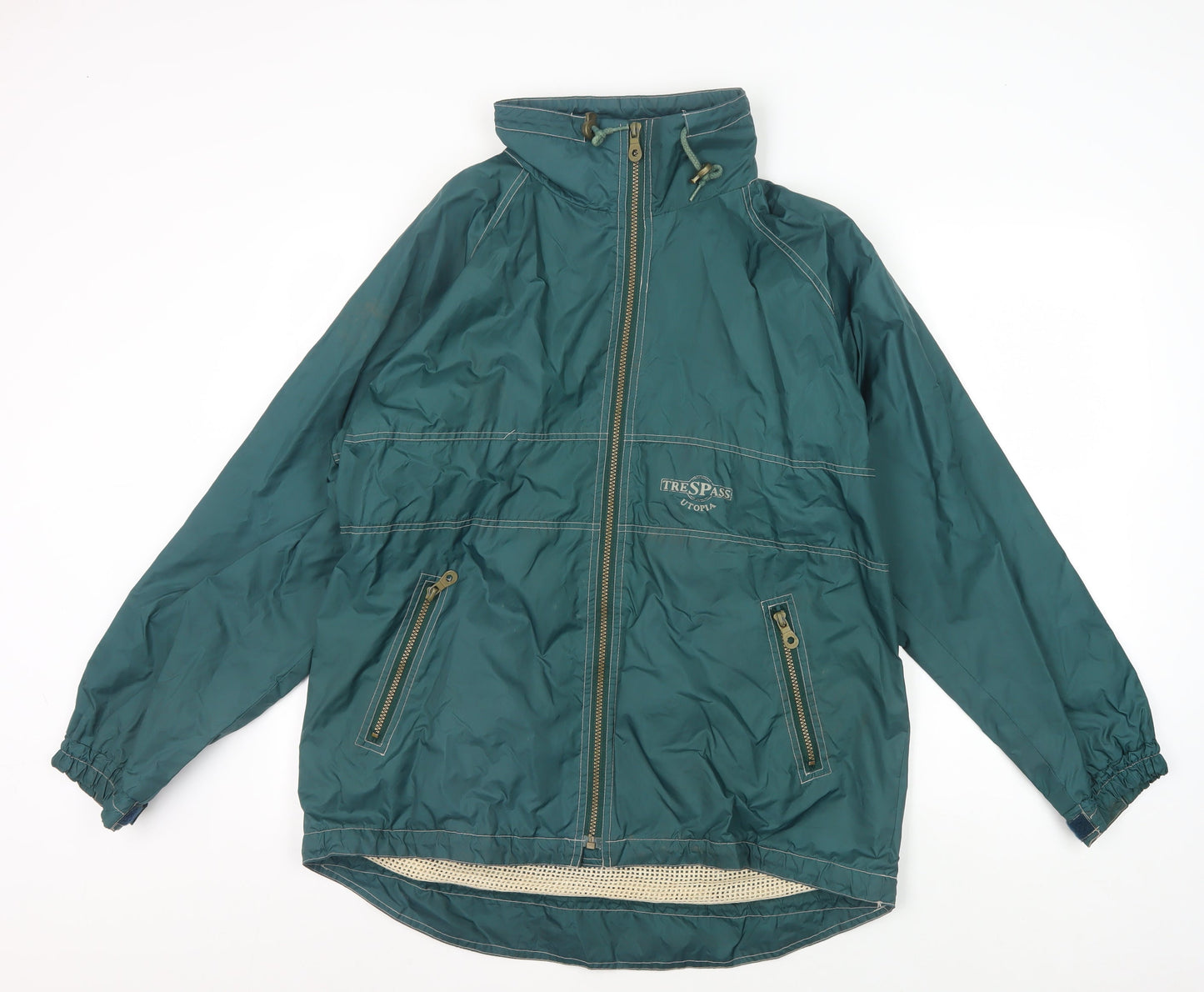 Mens UK Size 36 Trespass Green Windbreaker Coat