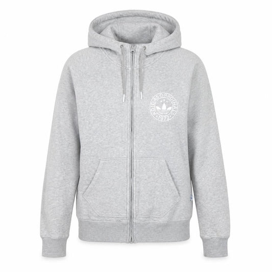 Front view of Adidas Women's Grey Full Zip Hoodie, size 12