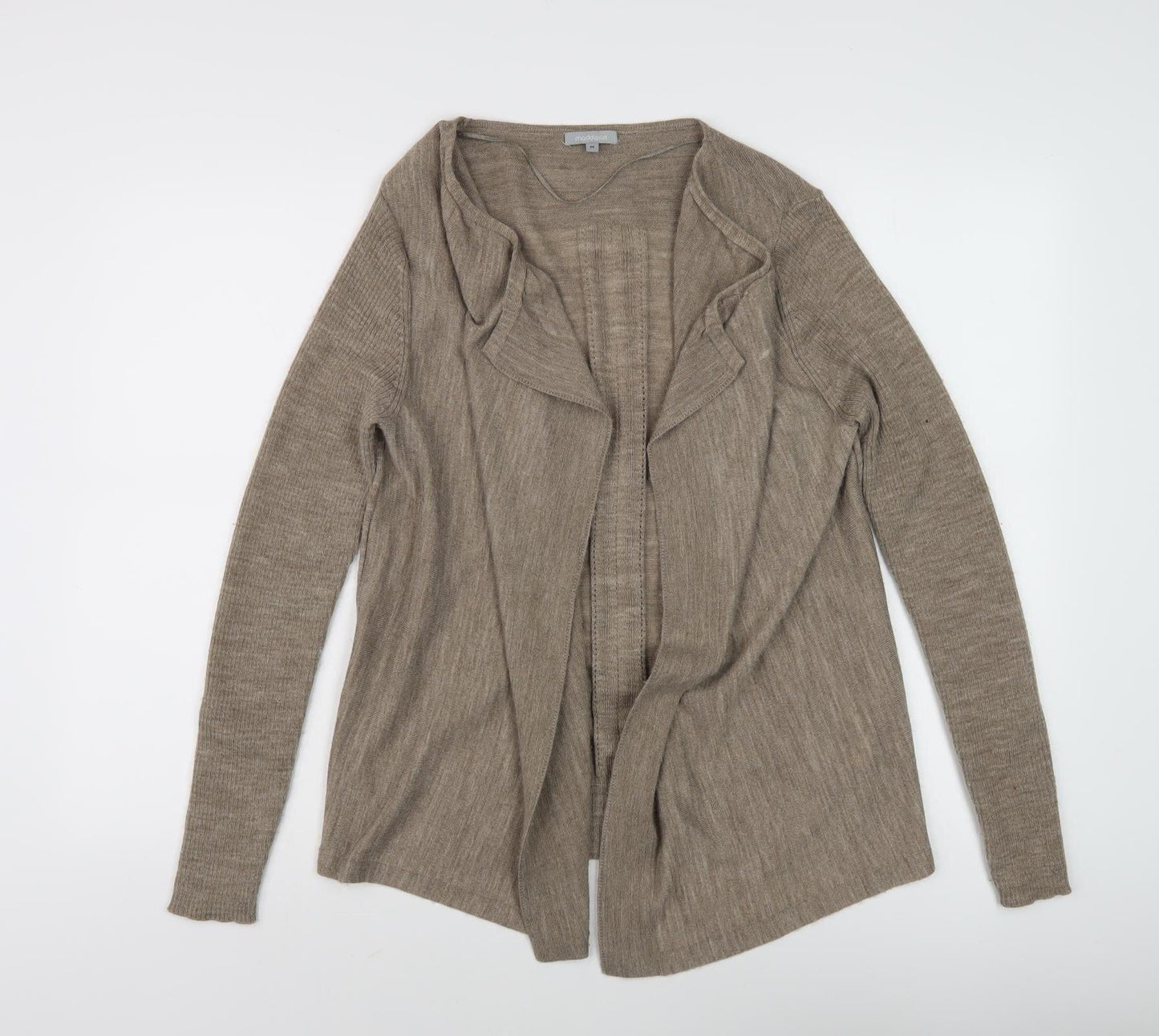 Maddison Women's Beige Open Front Cardigan - Size M, Merino Wool