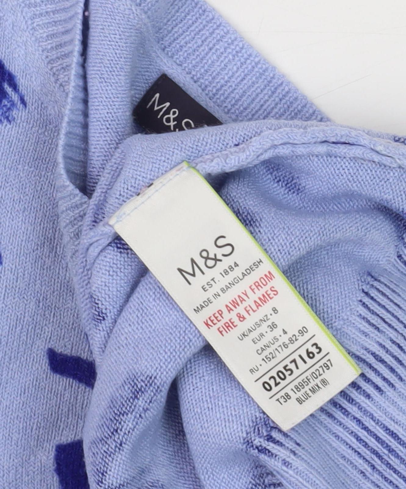 Womens UK Size 8 Marks and Spencer Blue Pullover Jumper