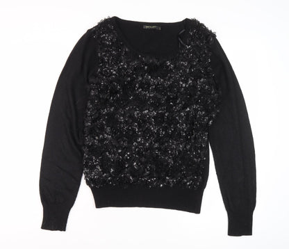 Womens UK Size L QED London Black Pullover Jumper