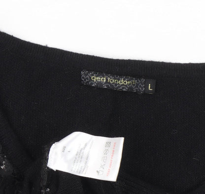 Womens UK Size L QED London Black Pullover Jumper