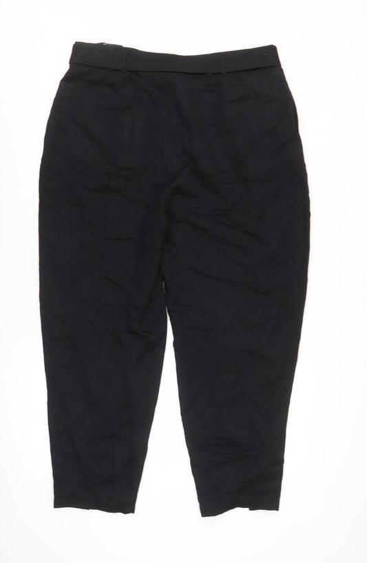 Ted Baker Women's Black Cotton Belted Trousers Size 4