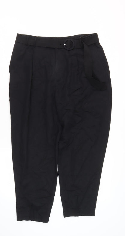Ted Baker Women's Black Cotton Belted Trousers Size 4