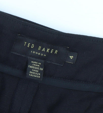 Ted Baker Women's Black Cotton Belted Trousers Size 4