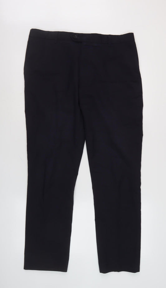 Next Men's Black Trousers, Size L, Button Closure