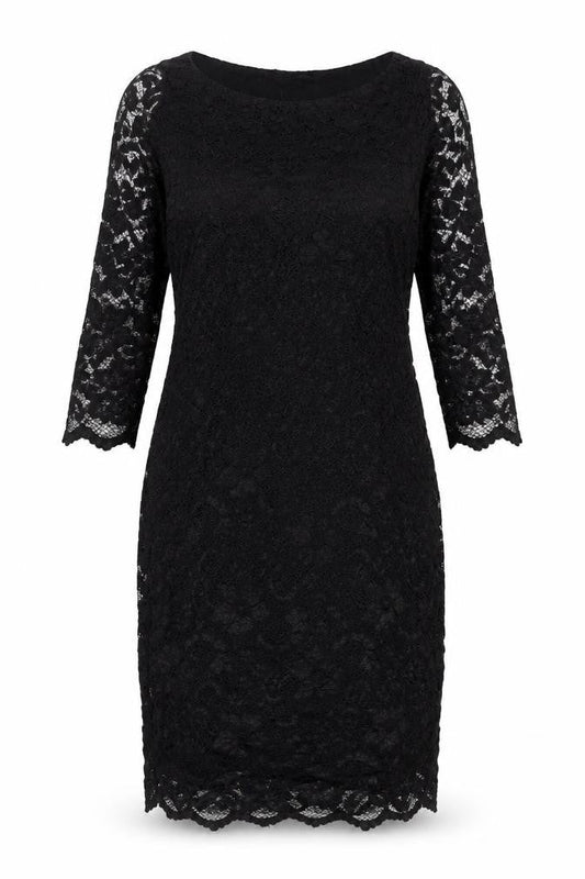 Front view of ASOS Black Maternity Lace Dress, size 10, 3/4 Sleeve