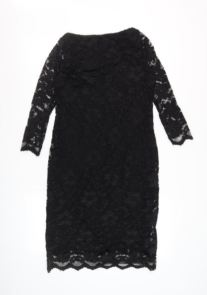 ASOS Black Maternity Lace Dress, Size 10, 3/4 Sleeve