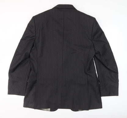 Aquascutum Men's Black Striped Blazer - Size 44R Formal