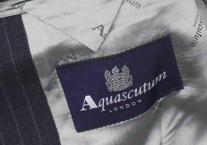 Aquascutum Men's Black Striped Blazer - Size 44R Formal