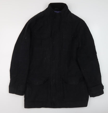 Mens UK Size M Thomas Nash Black Overcoat