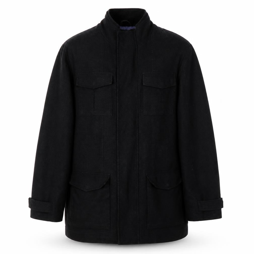 Mens UK Size M Thomas Nash Black Overcoat