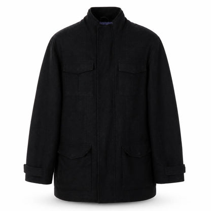 Mens UK Size M Thomas Nash Black Overcoat