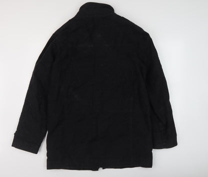 Mens UK Size M Thomas Nash Black Overcoat